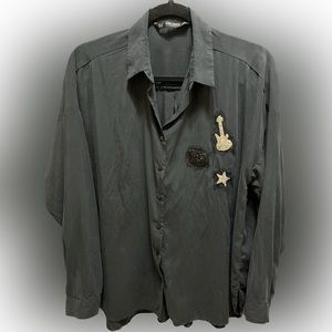 Zara Basics black long sleeves bottom down shirt